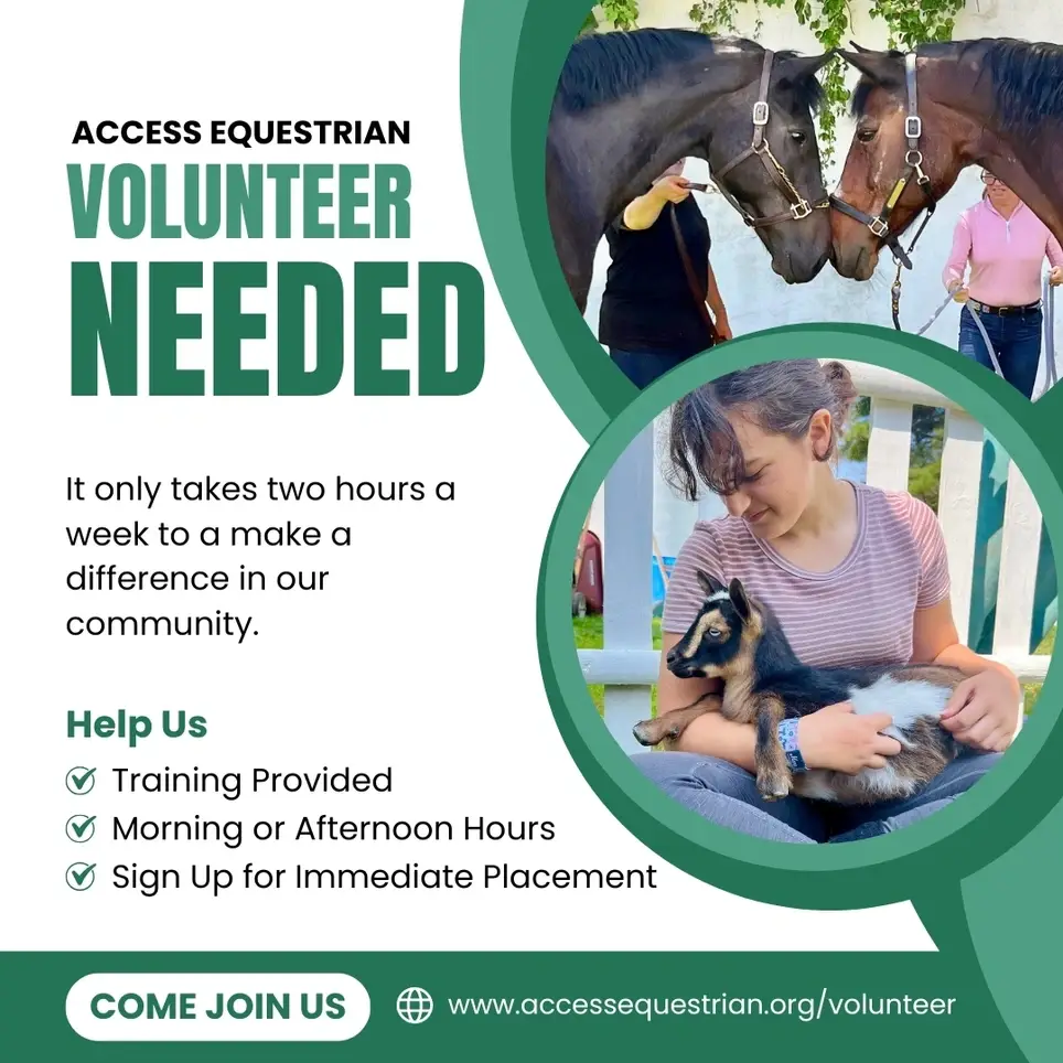 Monday Morning or Afternoon: Fall 2025 - Barn and Horse Care Program Volunteer