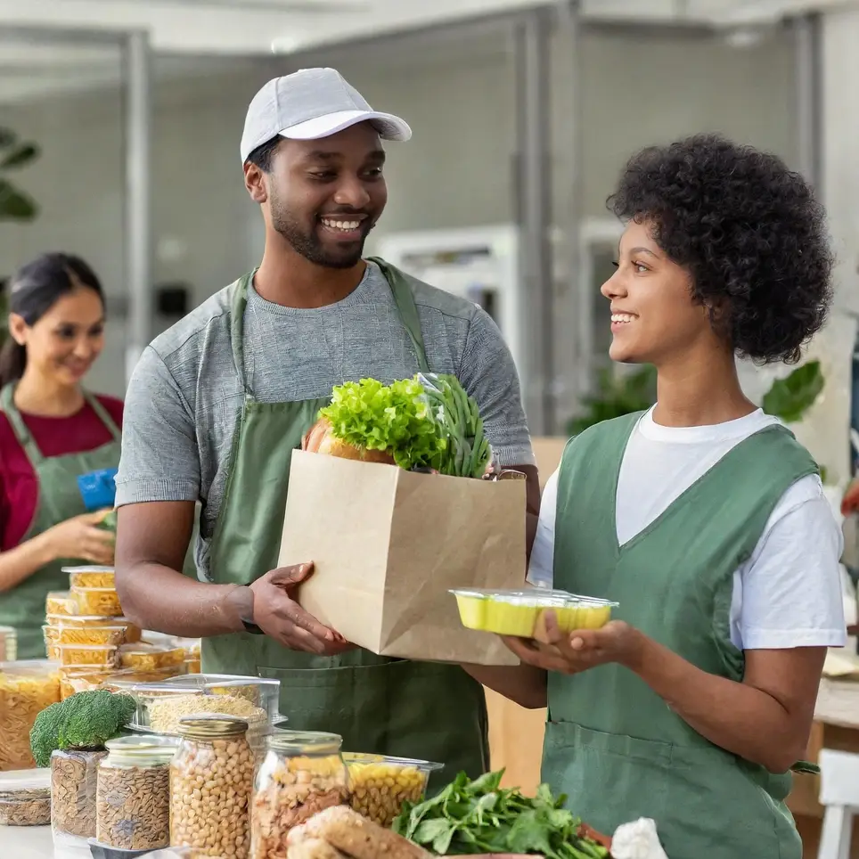 Provide support at community food distribution event