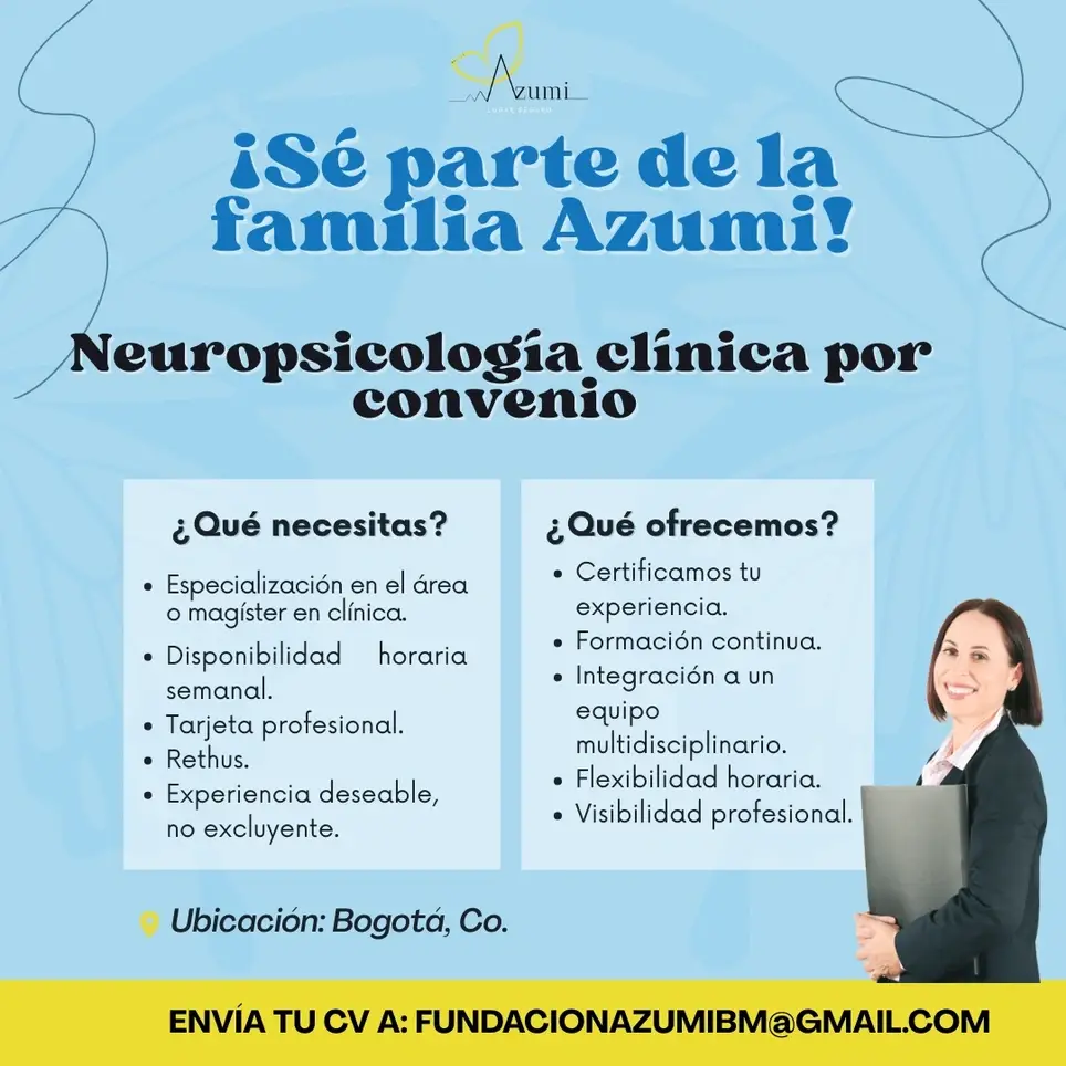 Neuropsicologa/o por convenio en Bogotá, Colombia.