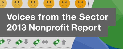 A graphic with the title 'Voices from the Sector 2013 Nonprofit Report'.
